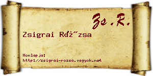 Zsigrai Rózsa névjegykártya